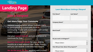 SafeTrack Join a Vanpool page